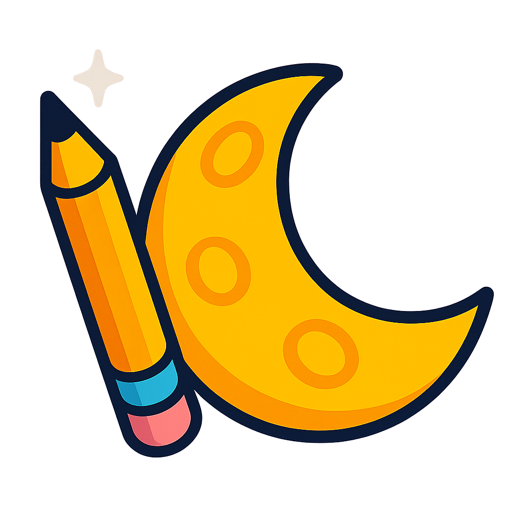 pencil and moon sticker